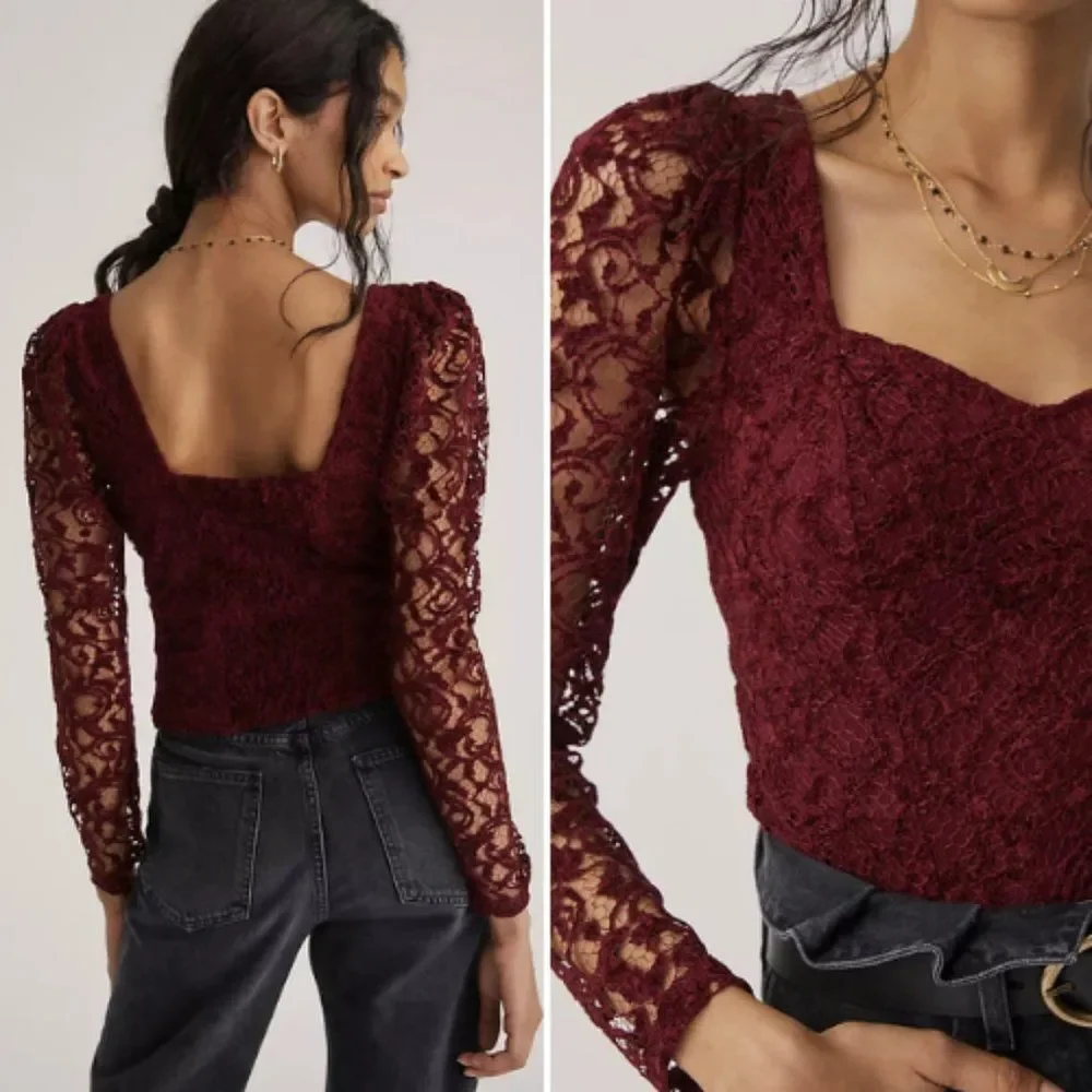 NWT Anthropologie Sweetheart Lace Top | XL